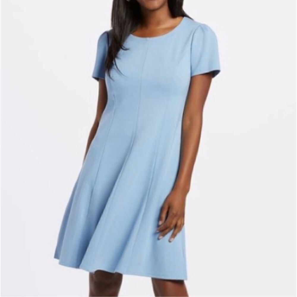 Reese Witherspoon Draper James Blue Ponte Knit A-Line Dress-LARGE